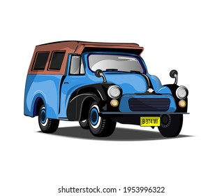 vector image illustration of small size passenger car, Indonesian traditional transportation, namely Oplet