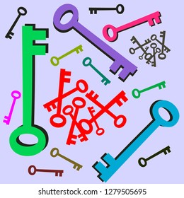vector image illustration of some colorful keys