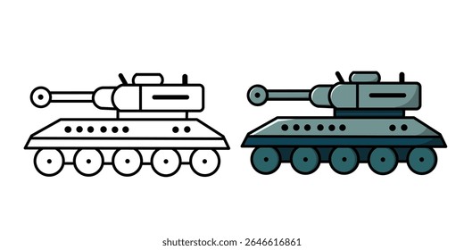 Vector image illustration of a tank car with its sketch drawing, tank logo, tank icon, great as a sticker and coloring.
