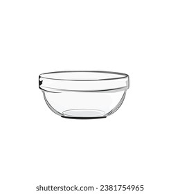 vector image illustration of a transparent glass bowl
