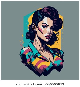 vector image illustration of woman type pop art