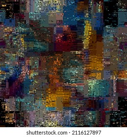 Vector image with imitation of grunge datamoshing texture.