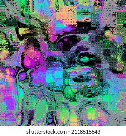 Vector image with imitation of grunge datamoshing texture.