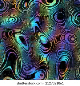 Vector image with imitation of grunge datamoshing texture.