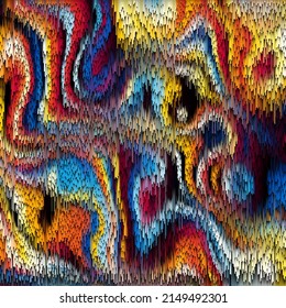 Vector image with imitation of grunge datamoshing texture.