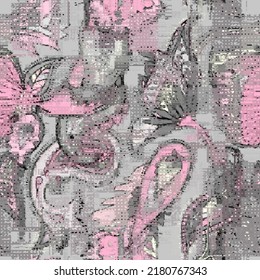 Vector image with imitation of grunge datamoshing texture.