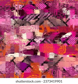 Vector image with imitation of grunge datamoshing texture. Retro risographs texture.