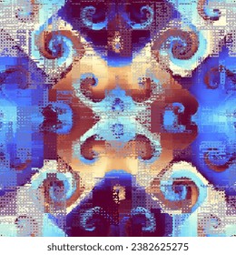 Vector image with imitation of grunge datamoshing texture. Retro risograph texture.