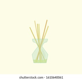 vector image of incense sticks. the smell of lemongrass, lemon, count gray, orange, mint. Chinese, Thai sticks.
Reed diffusers. Home air fresheners isolated on a white background.  eps 10