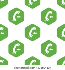 Vector image of incoming call in hexagon, repeated on white background