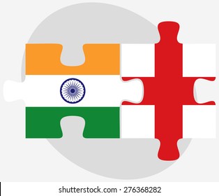 Vector Image - India and England Flags in puzzle isolated on white background


