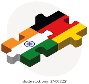 Vector Image - India and Germany Flags in puzzle isolated on white background

