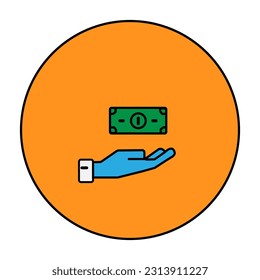 Una imagen vectorial que indica una mano con dinero. Imagen del vector