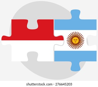 Vector Image - Indonesia and Argentina Flags in puzzle isolated on white background