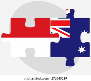Vector Image - Indonesia and Australia Flags in puzzle isolated on white background