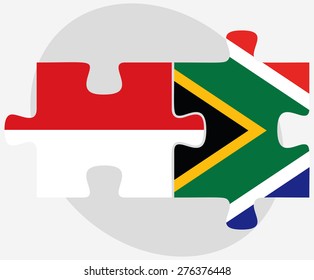 Vector Image - Indonesia and South Africa Flags in puzzle isolated on white background
