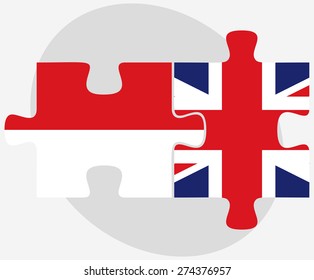 Vector Image - Indonesia and United Kingdom Flags in puzzle isolated on white background