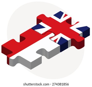 Vector Image - Indonesia and United Kingdom Flags in puzzle isolated on white background