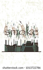 vector image of industrial buildings. smoke from the pipes.