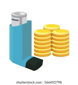 Vector image of an inhaler with coins