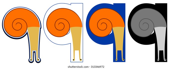 vector image of initial letter, letter-drawing for children q
