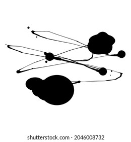 vector image of ink blots and splashes or smudges and bold expressive paint splashes isolated on white background. abstract painting. useful as elements of web or graphic design, postcards, prints.