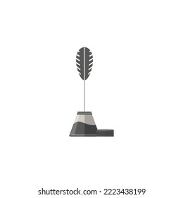 vector image inkwell with a quill on a white background
