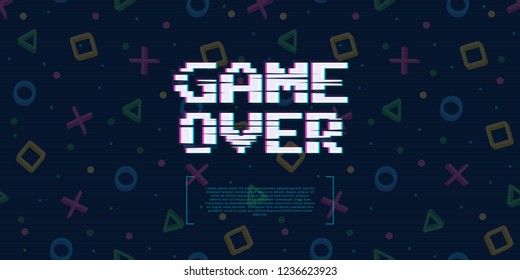 vector image of the inscription the game is over, against the background of elements from the game