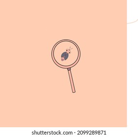 vector image of insect seen through a magnifying glass