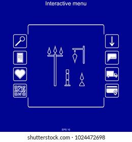 Vector image of the interactive menu of buying street lighting in the multifunction menu with the ability to search, deliver and pay for goods