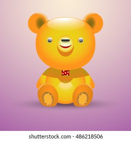 Vector image of interesting teddy bear illustration / Jelly design from childhood, stylized bow.