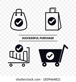 Vector image. Internet shopping icons. Shopping cart and bag icons.