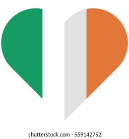 Vector image of the Ireland flat heart flag