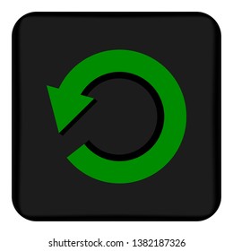 Vector image of an isolated arrow pointing to circular rotation. Design of a flat arrow icon indicating circular motion