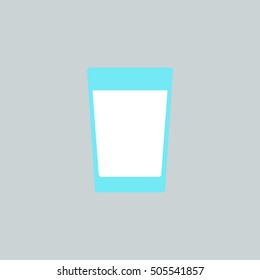 Vector image of an isolated glass of milk on grey background in flat style. Dairy product. Icon natural milk ingredient. Drink from the cow. Lactose and lactose-free products. Cheese production. EPS.