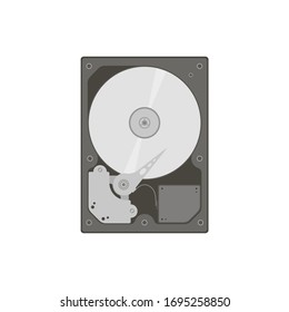 Vector image of an isolated hard disk. Gray colors. Flat graphics.