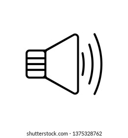 Vector image of an isolated, linear icon of the speaker. Design a flat speaker icon