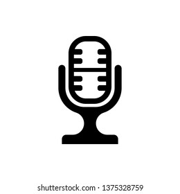 Vector image of isolated, linear microphone icon. Design a flat microphone icon