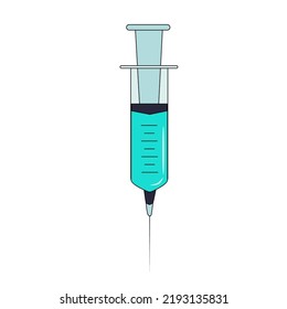 Vektorbild. Einzelbild, medizinische Injektion auf weißem Hintergrund.  Spritze, Medizin, Covid 19, Monkeypox, Injektion, Nadel.