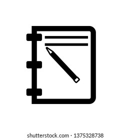 Vector image of isolated pencil notepad icon. Design a flat black pencil notepad icon