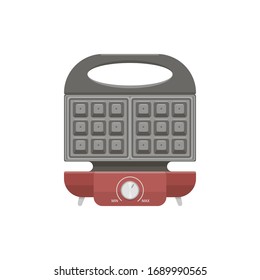 Vector image of an isolated red waffle iron.