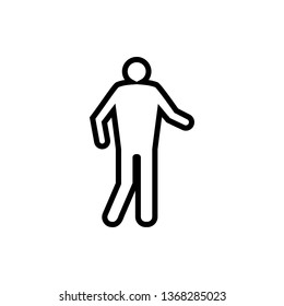 Vector image of an isolated silhouette of the moving person. Design of a flat, linear icon of a person coming in black