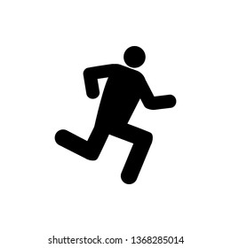 Vector image of an isolated silhouette of a running person. Design of a flat icon of a person running in black