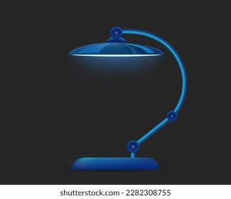 Vector image of Isolated table lamp. Light or spotlight for interior. Desk illuminating metal item for home. Electrical lampshade. Realistic furniture. Flexible and adjustable lamp. Indoor theme.