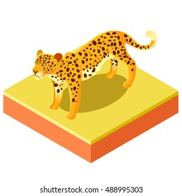 Vector image of the Isometric leopard on a square ground