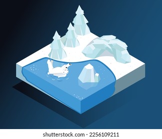 Vector image of isometric world polar bear