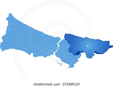 Vector Image - Istanbul Map with administrative districts where Sile is pulled isolated on white background

