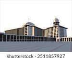 vector image of istiqlal mosque with silhouette of sunlight, the beauty of istiqlal mosque