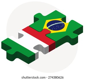 Vector Image - Italy and Brazil Flags in puzzle isolated on white background