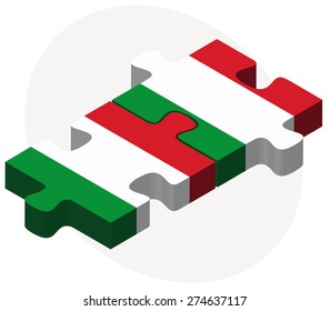 Vector Image - Italy and Italy Flags in puzzle isolated on white background